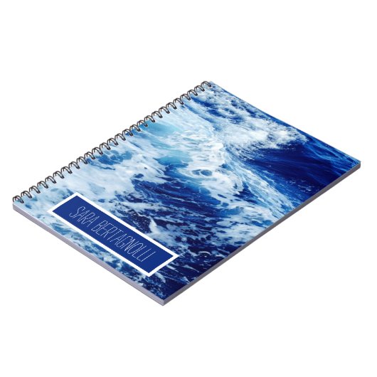 Carnet Beautiful Blue Ocean Waves Ajouter Votre Nom (Côté gauche)