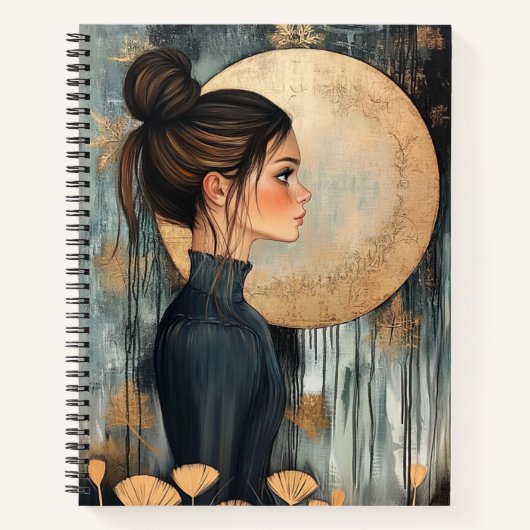 Carnet Beautiful Girl and Moon (Devant)