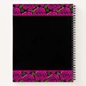 Carnet Beautiful Girly Hot Pink Roses Name Monogram  (Dos)