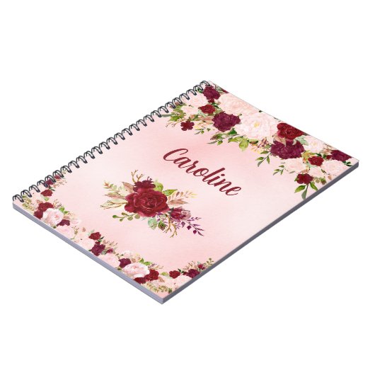 Carnet Beautiful Red & Pink Roses Personalized (Côté gauche)