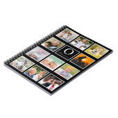 Carnet Beautiful Trendy Custom Monogram 11 Photos Collage (Côté gauche)