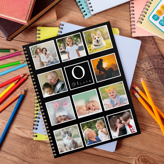 Carnet Beautiful Trendy Custom Monogram 11 Photos Collage