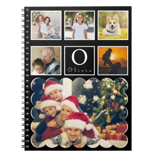 Carnet Beautiful Trendy Custom Monogram 6 Photo Collage (Devant)