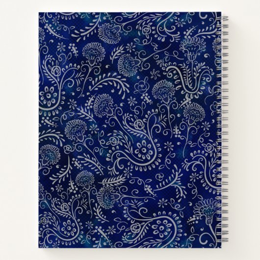 Carnet Beaux Blues Boho Batik Botaniques (Dos)