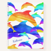 Carnet Beaux dauphins en arc-en-ciel avec nom (Devant)