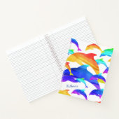 Carnet Beaux dauphins en arc-en-ciel avec nom (Intérieur)