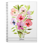 Carnet Beaux Fleurs sauvages d'aquarelle avec nom (Devant)
