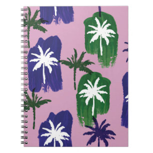 Carnet Beaux palmiers motif peint à la main sur rose