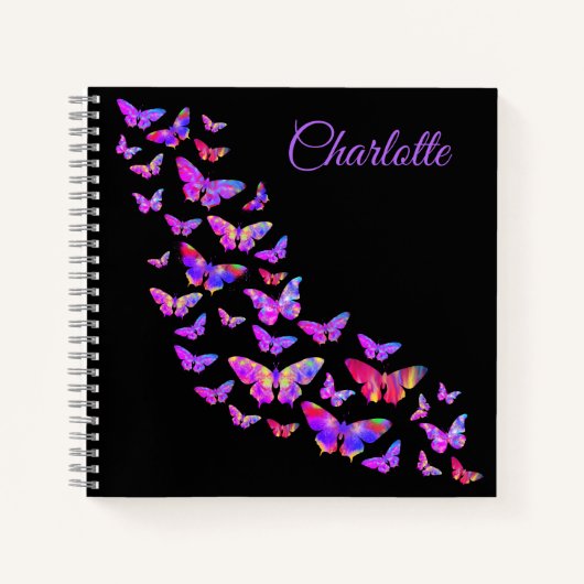 Carnet Beaux papillons motif ajouter votre nom (Devant)