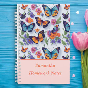 Carnet Beaux Papillons Multicolores École Enfants