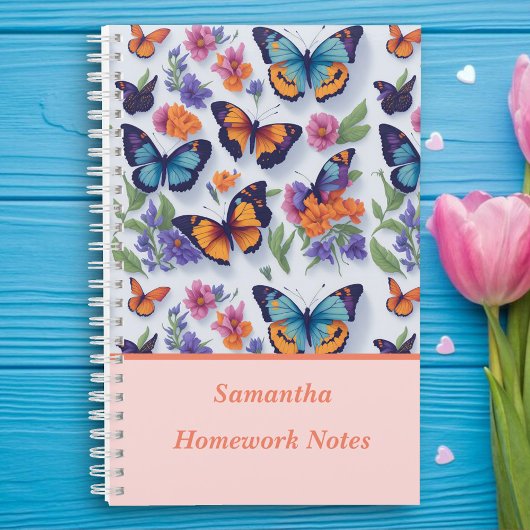 Carnet Beaux Papillons Multicolores École Enfants