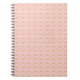 Carnet Beaux points tourbillonnants or sur fond rose cora