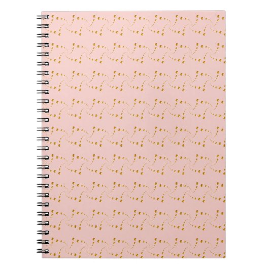 Carnet Beaux points tourbillonnants or sur fond rose cora (Devant)