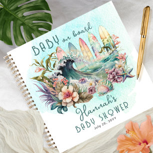 Carnet Bébé à bord Tropical Surfing Floral Guest Book