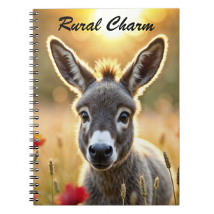 Carnet Bébé âne nature paisible champ de pavot rouge