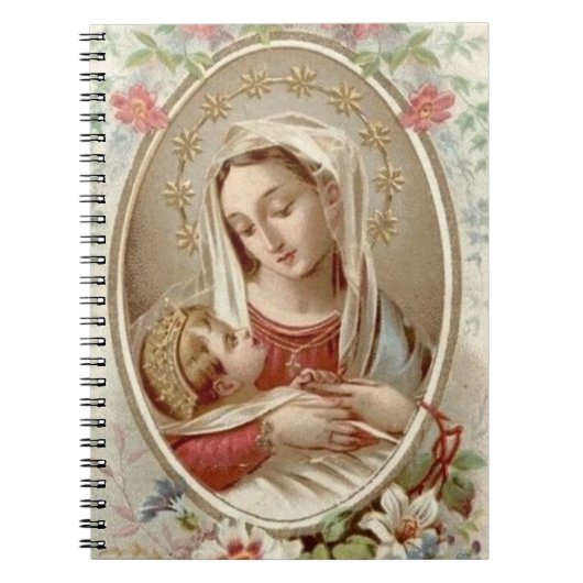 Carnet Bébé béni Jésus de Vierge Marie floral (Devant)