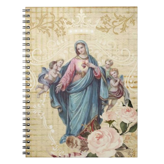 Carnet Bébé béni par cru Jésus de Vierge Marie floral (Devant)