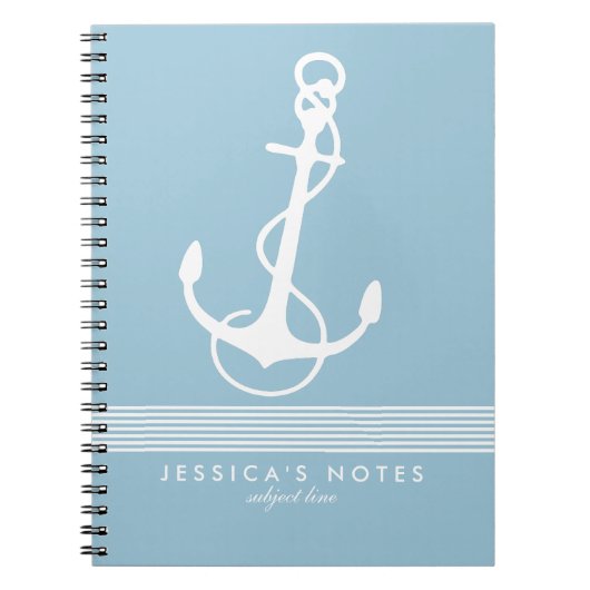 Carnet Bébé Bleu & Blancs Ancre nautique Bateau 2 (Devant)