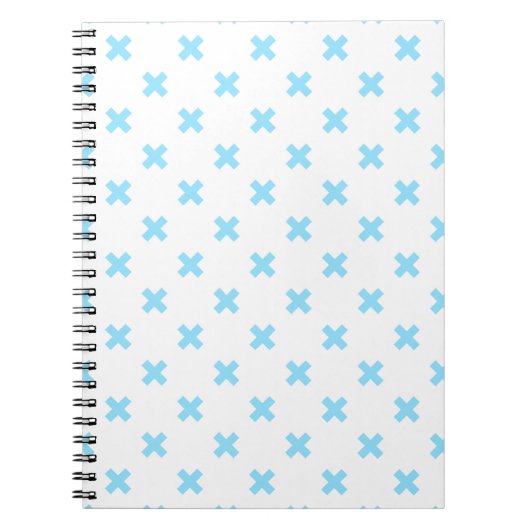 Carnet Bébé bleu croix coutures sur blanc (Devant)