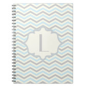 Carnet Bébé bleu moderne, grey, ivory chevron (Devant)
