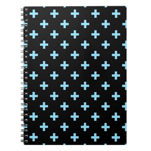 Carnet Bébé bleu polka croise sur noir (Devant)