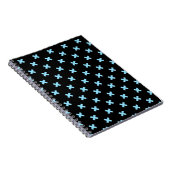 Carnet Bébé croix bleu coutures sur noir (Côté Droit)