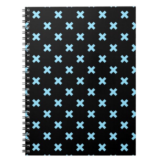 Carnet Bébé croix bleu coutures sur noir (Devant)