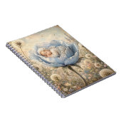Carnet Bébé endormi dans une fleur bleue (Côté Droit)