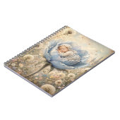 Carnet Bébé endormi dans une fleur bleue (Côté gauche)