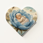 Carnet Bébé endormi dans une fleur bleue (Dos)