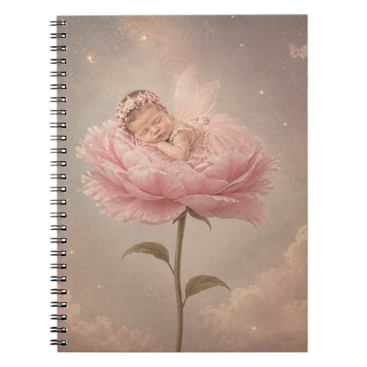 Carnet Bébé endormi fleur rose (Devant)