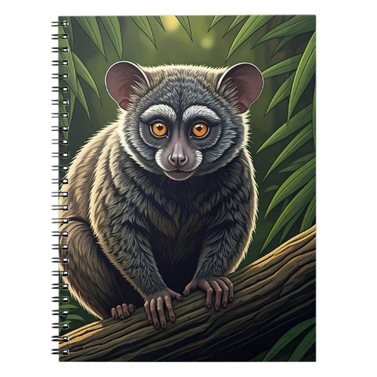 Carnet Bébé Galago Perché sur une Branche de Jungle (Devant)