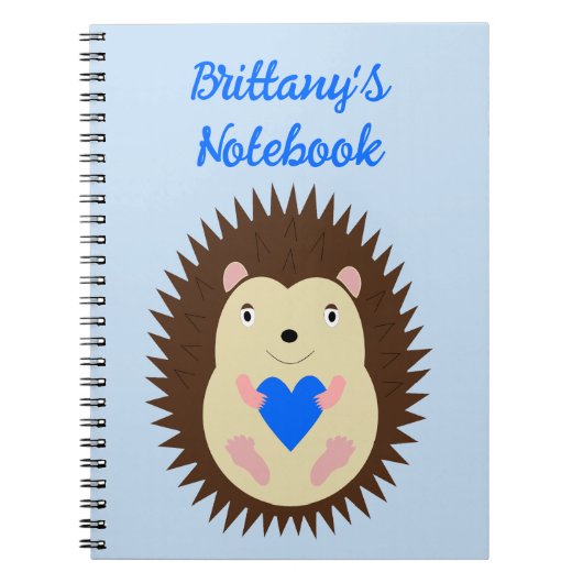 Carnet Bébé Garçon Bleu Cœur Hérisson Sur Mesure (Devant)