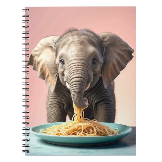 Carnet Bébé mignon Eléphant Manger Spaghetti (Devant)