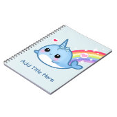 Carnet Bébé mignon narwhal avec l'arc-en-ciel - (Côté gauche)