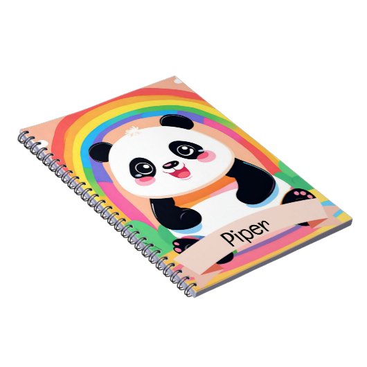 Carnet Bébé mignon Panda arc-en-ciel (Côté Droit)