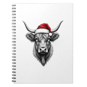 Carnet Bébé Mignon Vache Highland Noël Santa Cadeaux Xmas