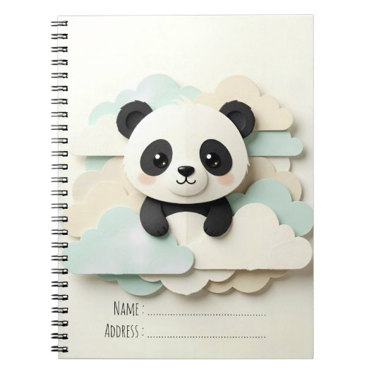 Carnet Bébé Panda plié | Origami mignon (Devant)