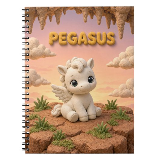 Carnet Bébé Pégase Mignon, Mythique (Devant)