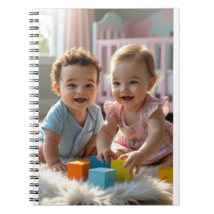 Carnet Bébés joyeux jouant sur un tapis de fourrure doux