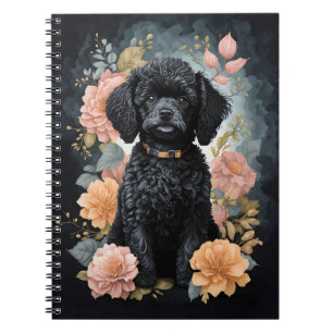 Carnet Bébés mignons animaux Joli chiot de caniche noir
