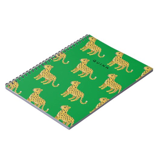 Carnet Bébés Mignons Léopard Guépard Vert avec Nom (Côté gauche)