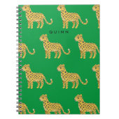 Carnet Bébés Mignons Léopard Guépard Vert avec Nom (Devant)