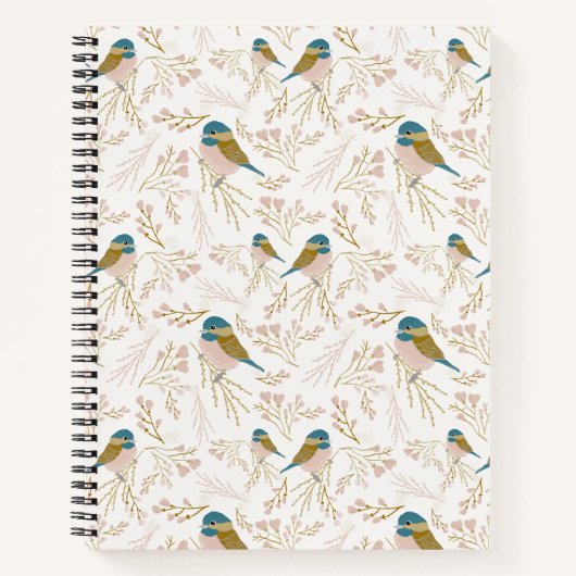 Carnet Bécasse Pink Gold Chickadee Floral Impression (Devant)