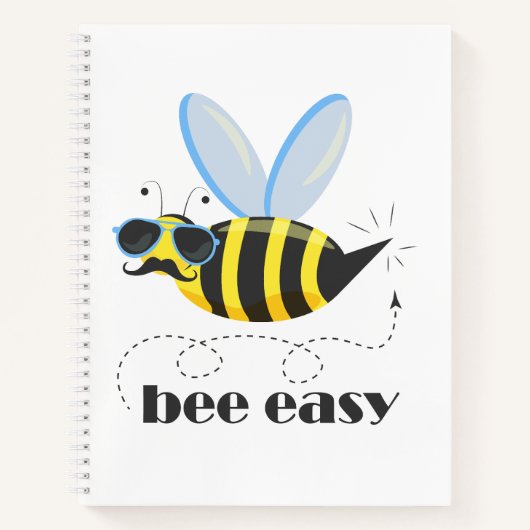 Carnet Bee caractère avec mustache lunettes de soleil Bee (Devant)