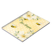 Carnet Bee Happy bumble bees yellow honeycomb summer (Côté gauche)