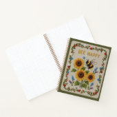 Carnet Bee Happy Embroidered Bumblebee &Sunflowers Floral (Intérieur)