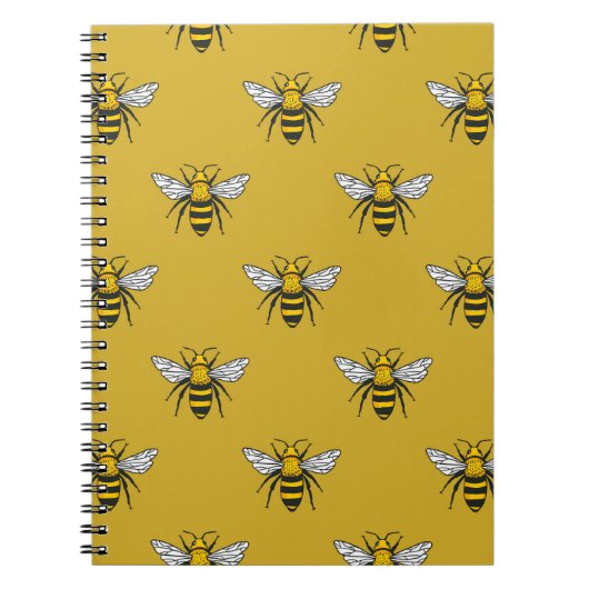 Carnet Bee Haven : Motif jaune Vintage (Devant)