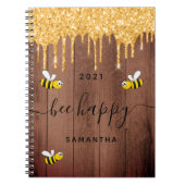 Carnet Bee joyeux bosse rustique abeilles brun grange mur (Devant)