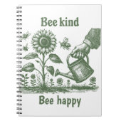 Carnet Bee Kind Bee Happy  Sunflowe Woodcut Garden (Devant)